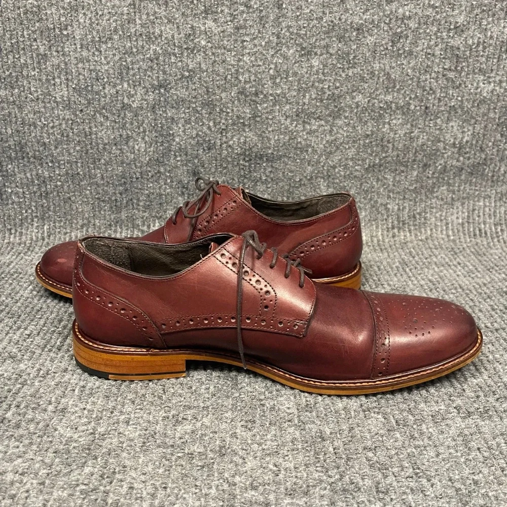 Joseph Abboud Cap Toe Derby Mens 11.5 Tan Italian Leather Brogue Medallion Toe